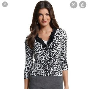 White House Black Market Leopard Print Cardigan